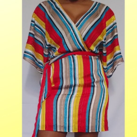 Show Stopper Striped Colorful Dress Size Medium - Picture 1 of 5